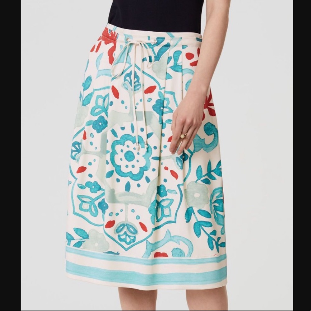 Loft Watercolor Floral Patterned Skirt
